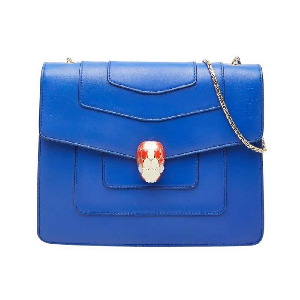 Bvlgari Leather Serpenti Forever Chain Shoulder Bag Royal Blue